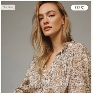 By Anthropologie Tie-Neck Peasant Blouse size S